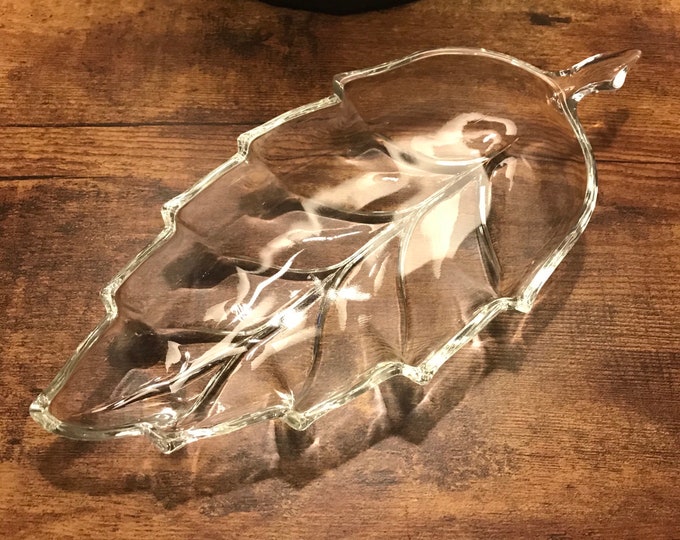 Glass Leaf Vintage Dish