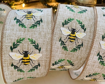 2.5” Bumble Bee Wired Ribbon #702 - Sold By The Yard