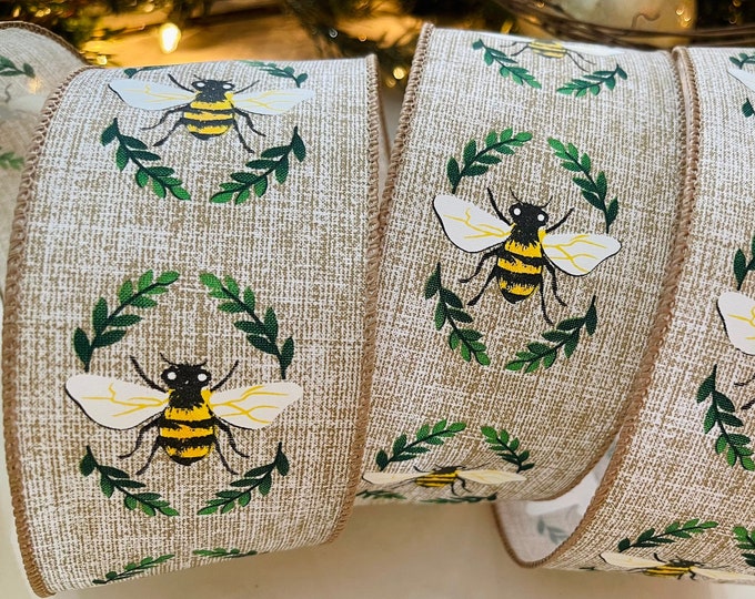 2.5” Bumble Bee Wired Ribbon #702 - Sold By The Yard