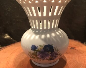 White Porcelain Vintage Vase With Flowers