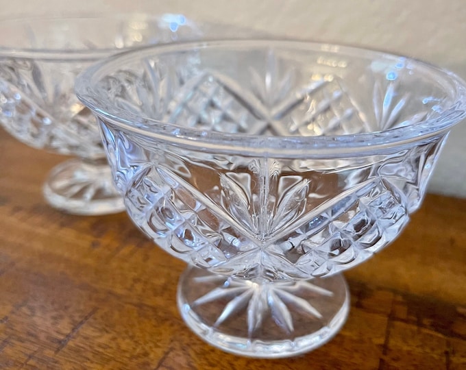 Set of 2 Vintage Cut Glass Ice Cream Sundae Dishes