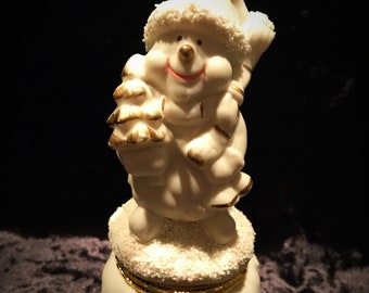 Vintage Snowman Trinket Box