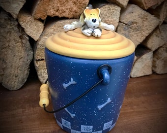 Blue Vintage Dog Treat Bucket
