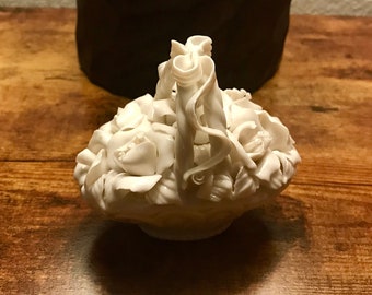Small Porcelain Basket of Flowers