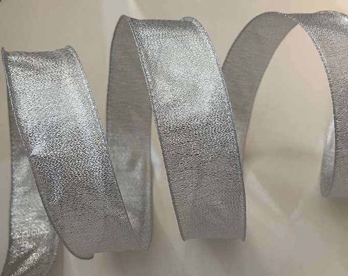 1.5” Silver Wired Ribbon - Sold By The Yard