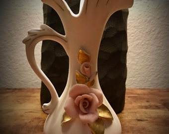 Pink & Gold Flower Vintage Vase