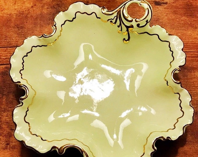 Mint Green and Gold Vintage Candy / Nut Dish