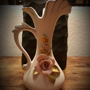 Pink & Gold Flower Vintage Vase