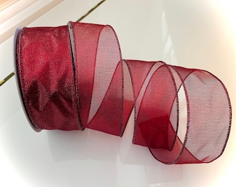 2.5" Sheer Shimmer Red Wired Ribbon #1238 - Sold By The Yard