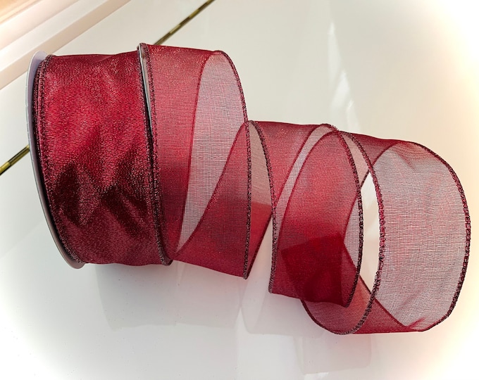 2.5" Sheer Shimmer Red Wired Ribbon #1238 - Sold By The Yard