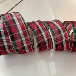 50 Yards 2.5” Christmas Plaid Wired Ribbon: Red, Green, & Black #731