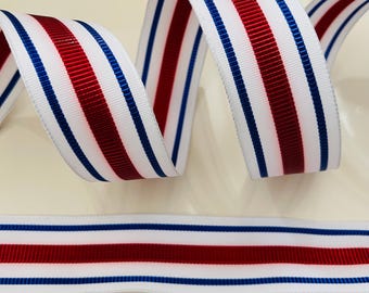 1.5” Red, White, & Blue Stripes Wired Ribbon