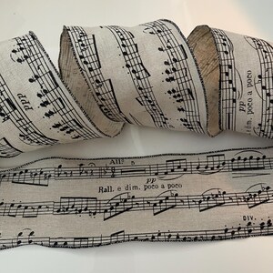 4” Music Note Wired Ribbon: Black & Cream - Sold by the Yard - Etsy