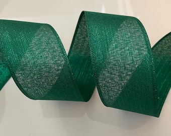 2.5” Emerald Green Metallic Wired Ribbon - Sold By The Yard #903