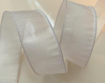 1.5” White Wired Ribbon