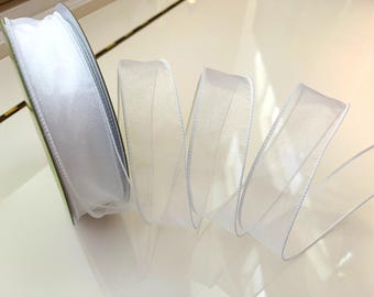 1.5” Sheer White Wired Ribbon #4042 - Sold By The Yard
