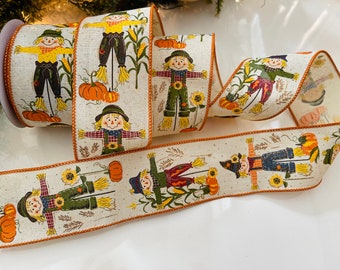 2.5” Scarecrow Wired Ribbon - Perfect for Gift Wrapping, Wreaths, Decor & Much More! #3038 - 10 Yard Roll