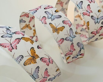 1.5” Colorful Butterflies Wired Ribbon - Sold By The Yard