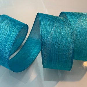 2.5” Shimmery Aqua Wired Ribbon - Perfect for Gift Wrapping, Wreaths, Decor & Much More! #391 - Sold By The Yard