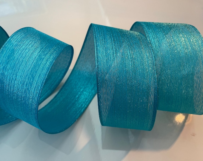 2.5” Shimmery Aqua Wired Ribbon - Perfect for Gift Wrapping, Wreaths, Decor & Much More! #391 - Sold By The Yard