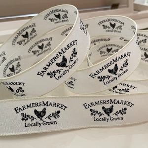 1.5” Farmers Market Black & White Wired Ribbon #722 - Sold By The Yard