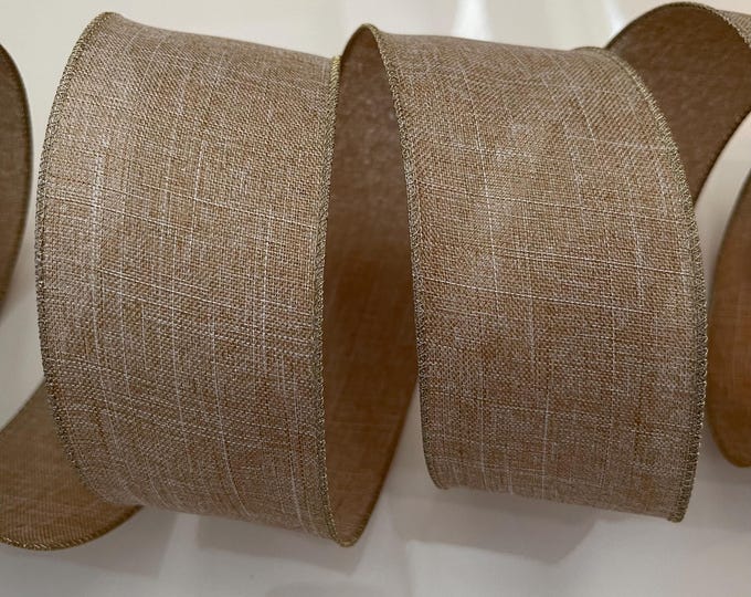 2.5” Beige Wired Ribbon