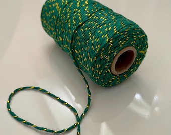 328 Feet - Green and Metallic Gold Twine - Great for Gift Wrapping & Crafts