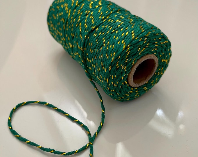 328 Feet - Green and Metallic Gold Twine - Great for Gift Wrapping & Crafts