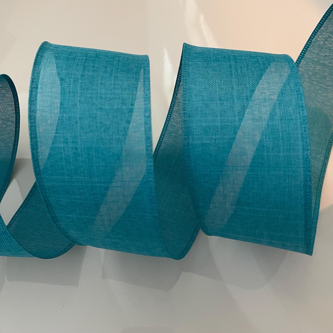 Turquoise Ribbed Ribbon 2.5” Turquoise Wired Ribbon - Sold by the Yard - Etsy