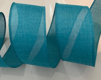 2.5” Turquoise Wired Ribbon - Sold By The Yard