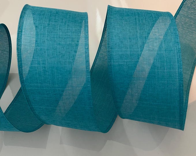2.5” Turquoise Wired Ribbon - Sold By The Yard
