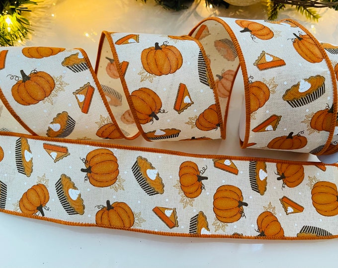 2.5” Pumpkin Pie Canvas Wired Ribbon #331 - 10 Yard Roll