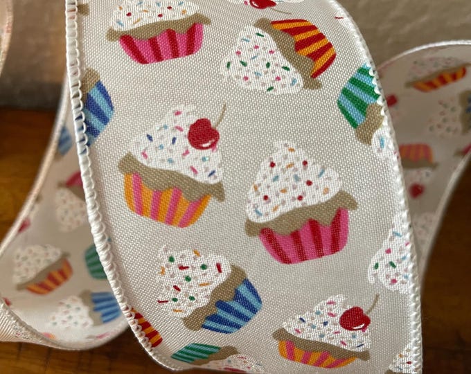 2.5” Colorful Cupcake Wired Ribbon