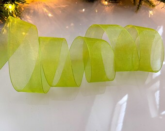 25 Yard Roll Sheer Green Ribbon- This Ribbon Is Not Wired - Perfect for Gift Wrapping, Wreaths, Decor & Much More!