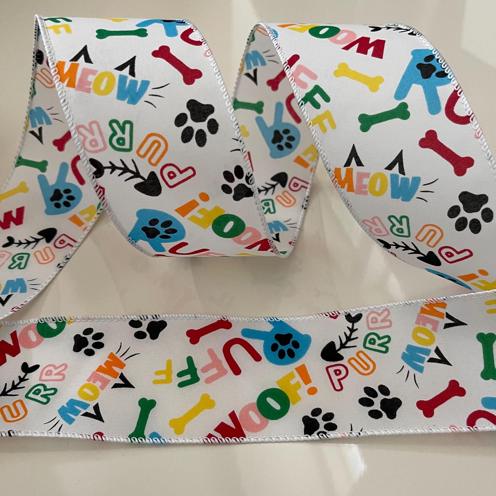 Speed Cat Ribbon 2.5” Colorful Cat & Dog Wired Ribbon - Etsy