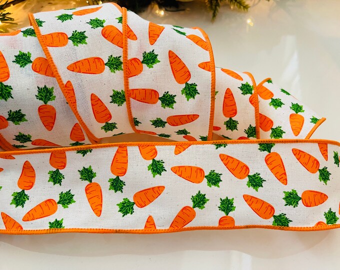 10 Yard Roll - 2.5" Carrot Wired Ribbon #45