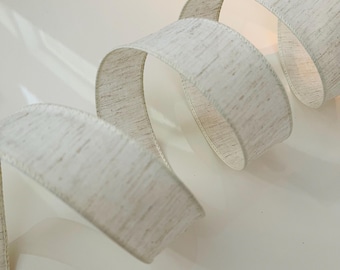 1.5” Light Beige With Hints Of Brown Wired Ribbon - Sold By The Yard