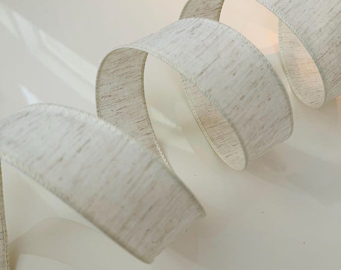 1.5” Light Beige With Hints Of Brown Wired Ribbon - Sold By The Yard