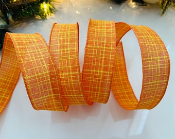 1.5" Orange Wired Ribbon #103 - Sold By The Yard