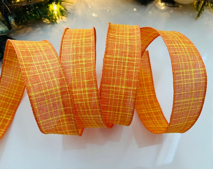 1.5" Orange Wired Ribbon #103 - Sold By The Yard