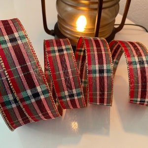 1.5” Christmas Plaid Wired Ribbon