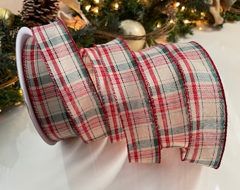1.5” Christmas Plaid Wired Ribbon - Perfect for Gift Wrapping, Wreaths, Decor & Much More! - Sold By The Yard