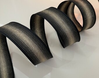 1.5” Black & Gold Metallic Wired Ribbon - Sold By The Yard