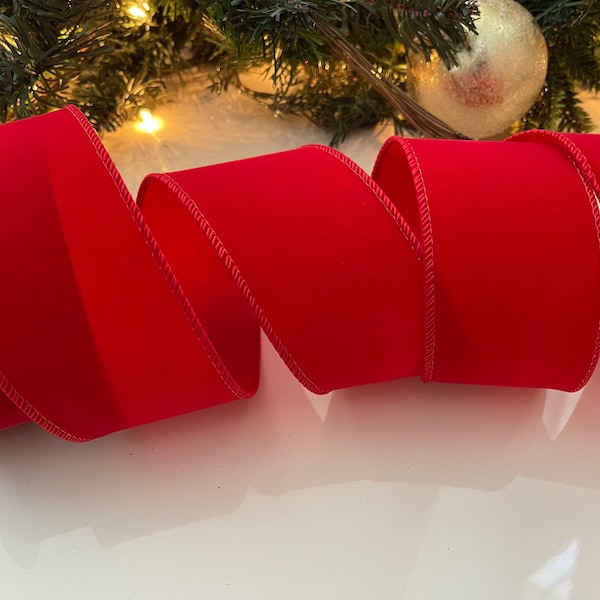 2 1/2” Red Velvet Christmas Wired Ribbon