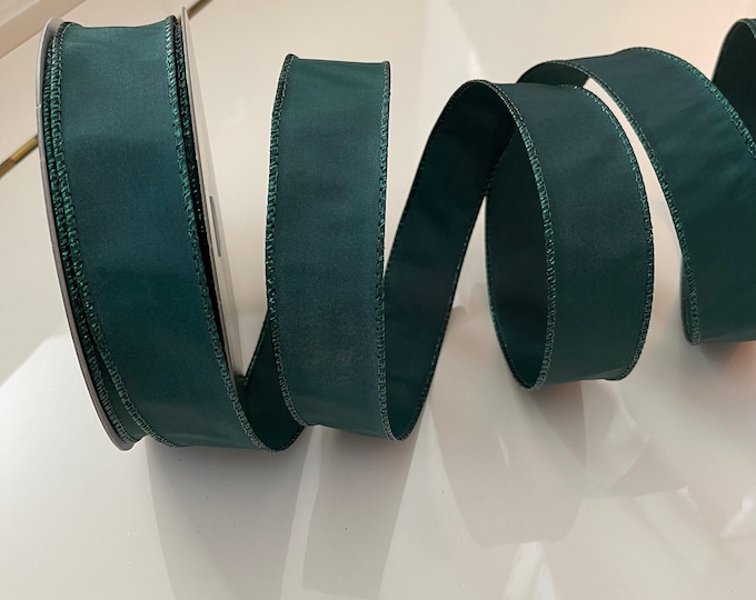 1.5” Forest Green Wired Ribbon - Sold By The Yard