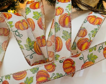 1.5” Pumpkin Sparkle Canvas Wired Ribbon #193 - Sold By The Yard