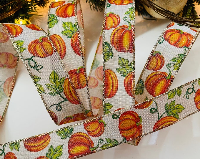 1.5” Pumpkin Sparkle Canvas Wired Ribbon #193 - Sold By The Yard