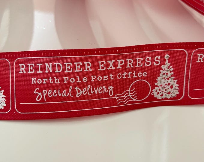 1.5” Red & White Special Delivery Wired Ribbon #695