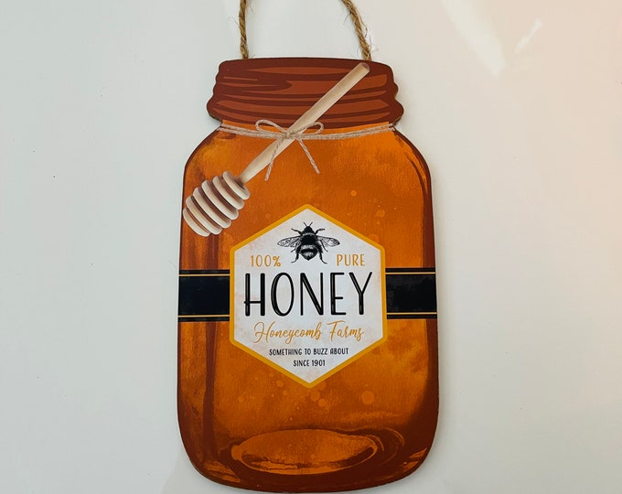 10” Honey Bee Mason Jar Shaped Wreath Sign