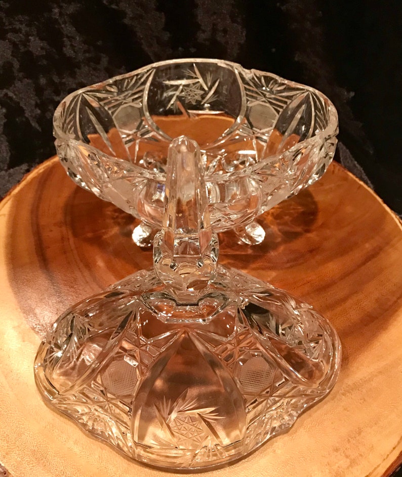 Vintage Large Crystal Candy Dish With Lid Etsy